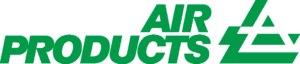 The image shows the logo of Air Products, with the text "Air Products" in green and a geometric design to the right, representing their comprehensive facility services.